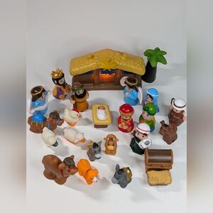 Christmas Nativity Playset with Figures, Soft Rubber Jesus Story